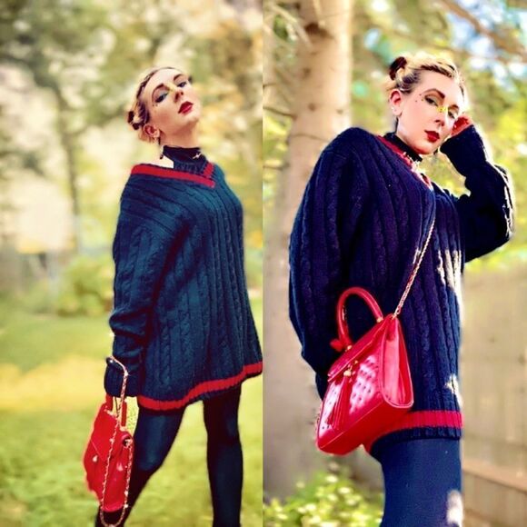 Vintage Never Sleep by Rogues Gallery  Dark Academia Oversized Varsity Sweater - Picture 7 of 16